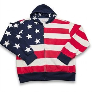 Dimco Apparel Mens American Flag Full Zip Hoodie Stars Stripes Red White Blue M